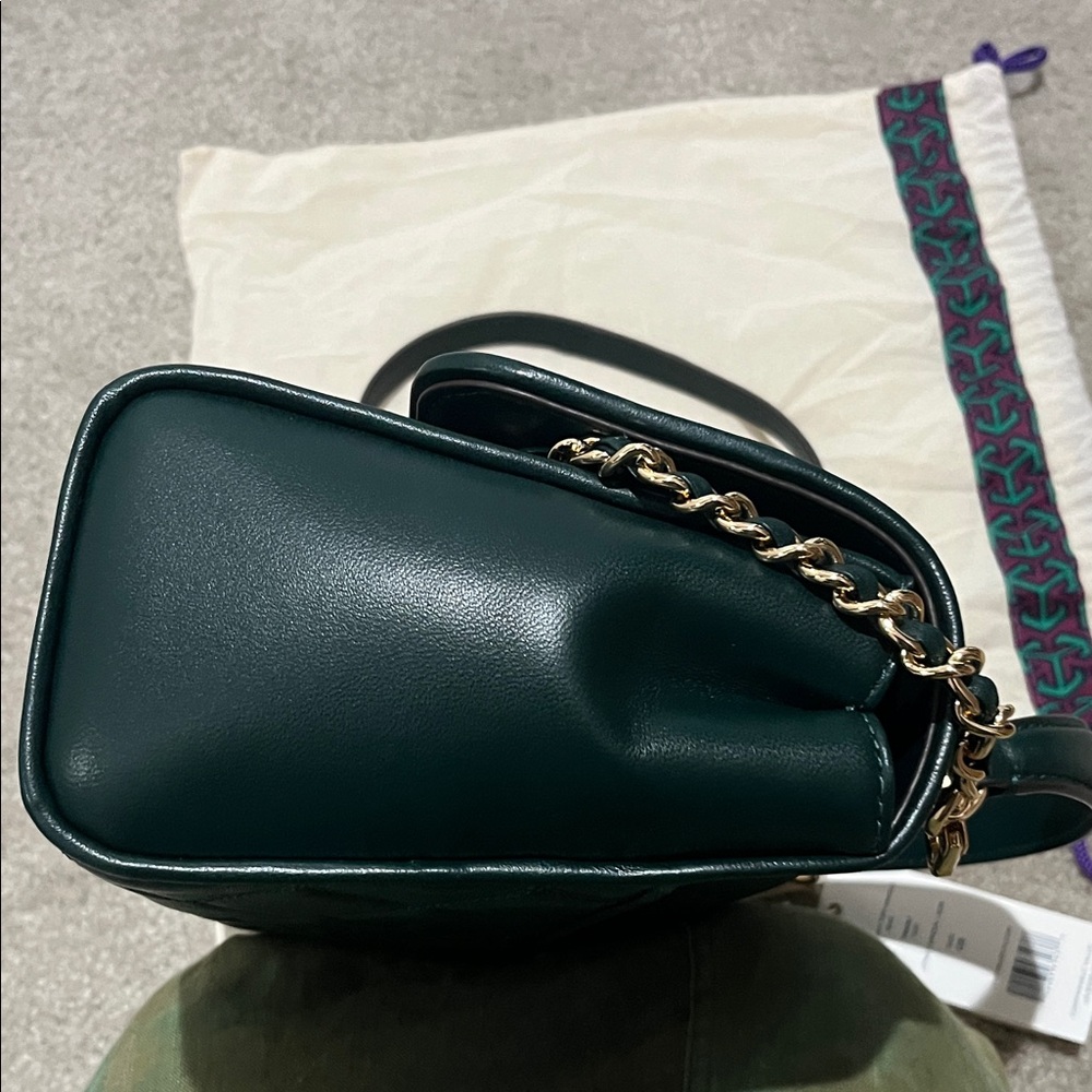 Tory Burch Dark Green Quilted Shoulder Bag - Picture 5 of 11